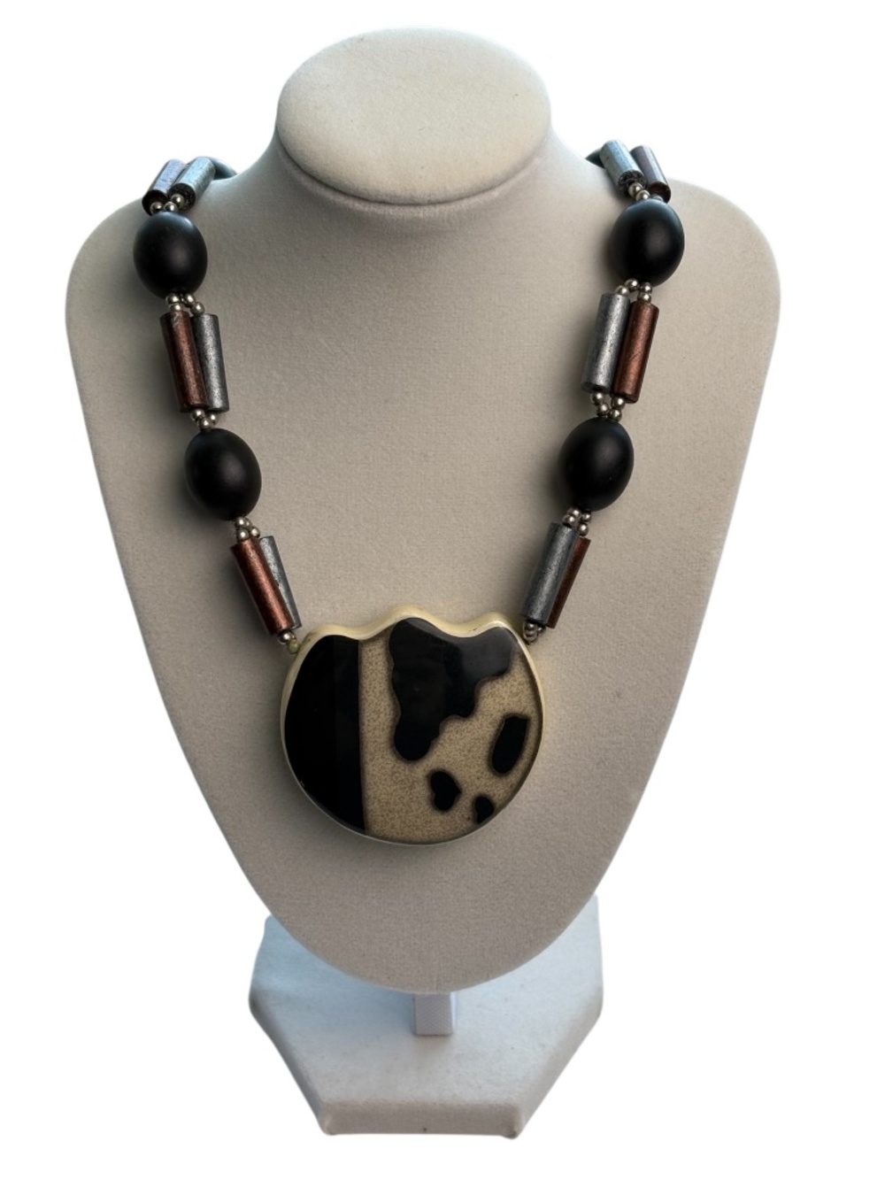 Geometric Ceramic Pendant Necklace Made in Japan